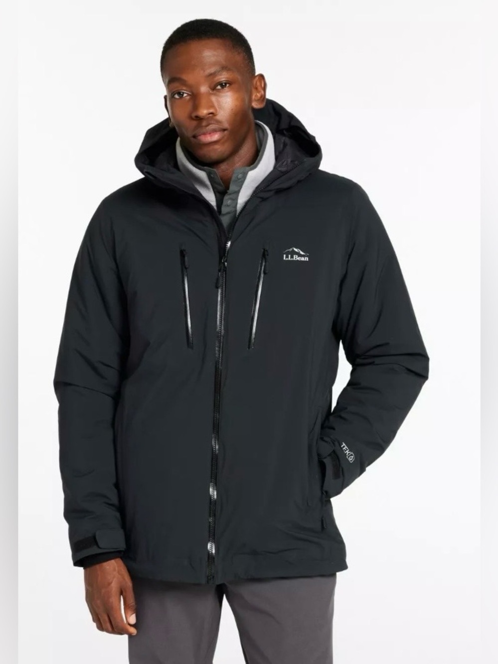 L.L. Bean Men's Black Hooded waterproof primaloft pack away Jacket S